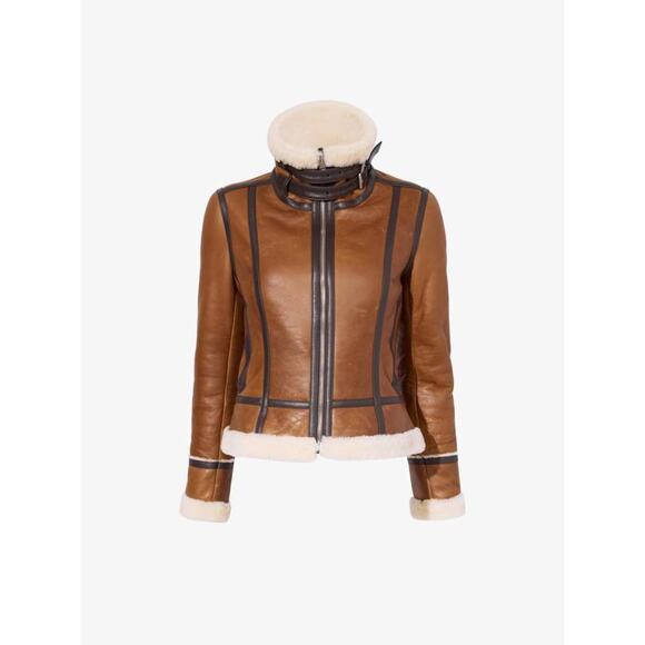 Proenza Schouler Arlo Shearling Leather jacket in Umber 8 - Picture 9 of 10